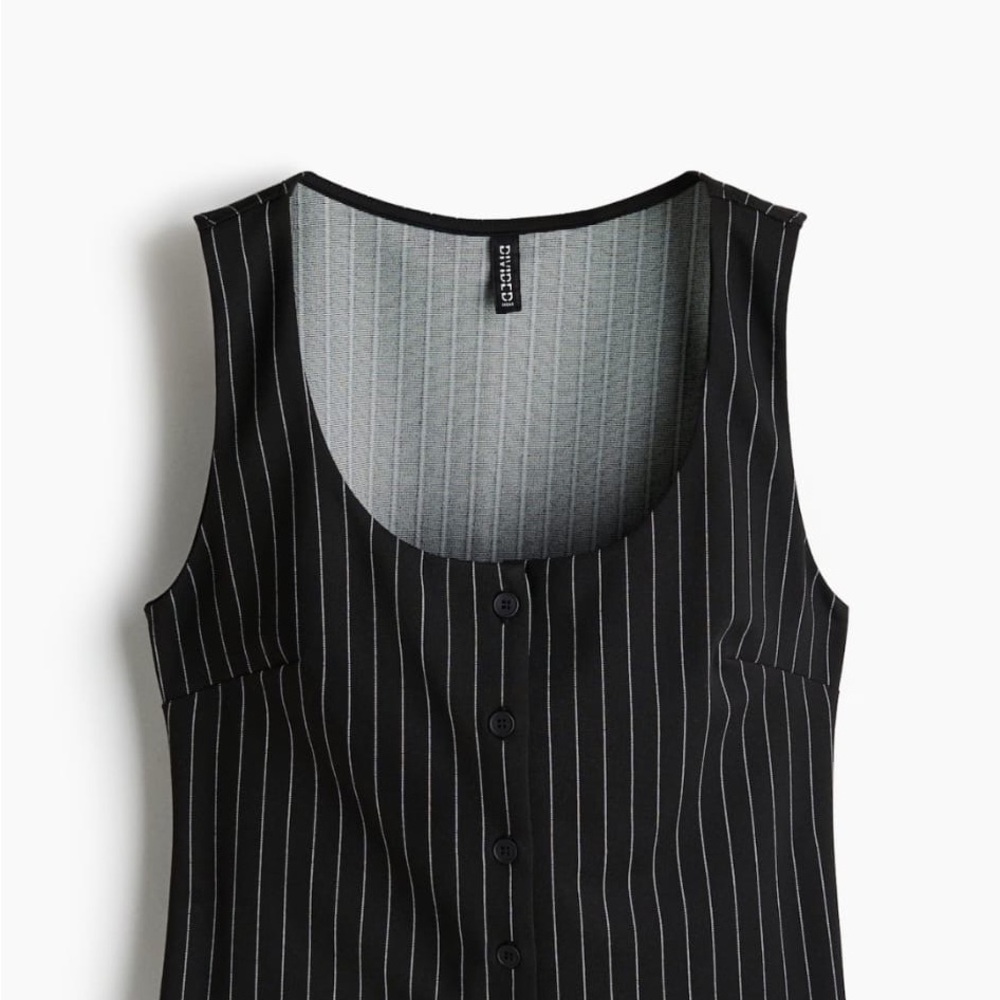 H&M Black and Gray strip top